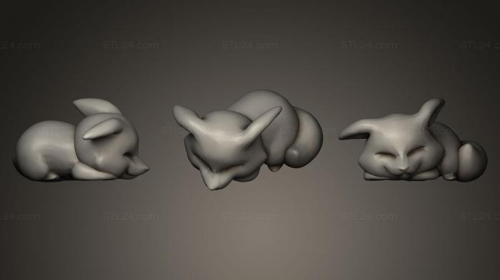 Статуэтки животных (Сонная лиса, STKJ_0439) 3D модель для ЧПУ станка
